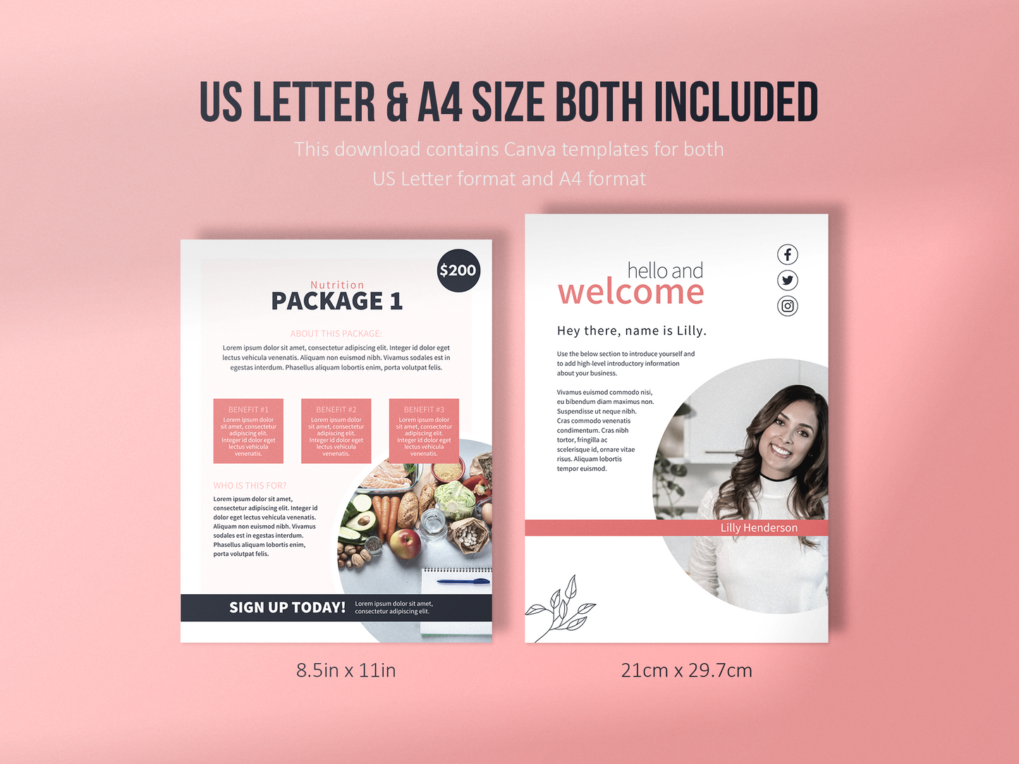 Nutrition Client Welcome Pack and Client Goodbye Pack Templates (Blush)