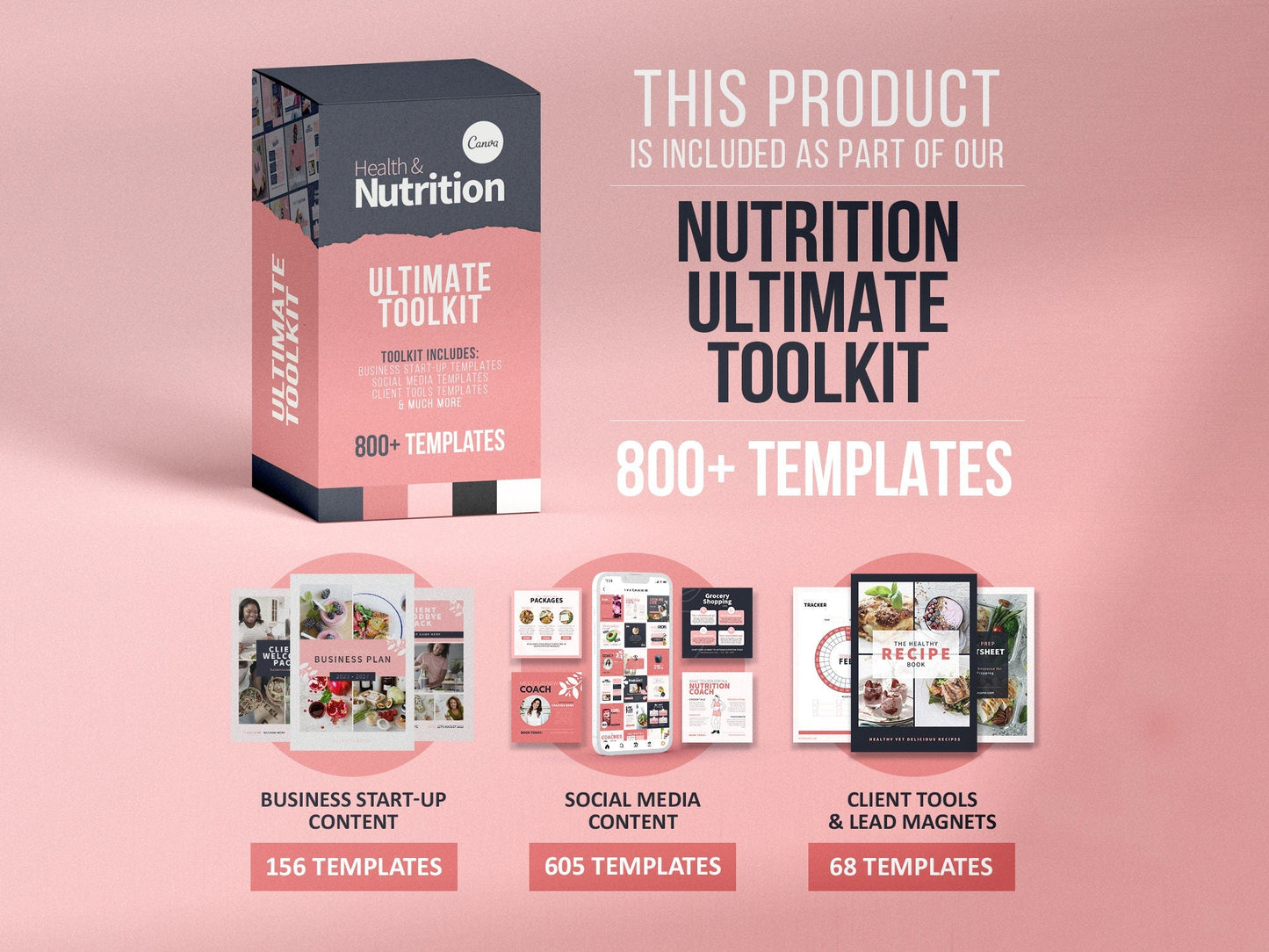 Nutrition Client Welcome Pack and Client Goodbye Pack Templates (Blush)